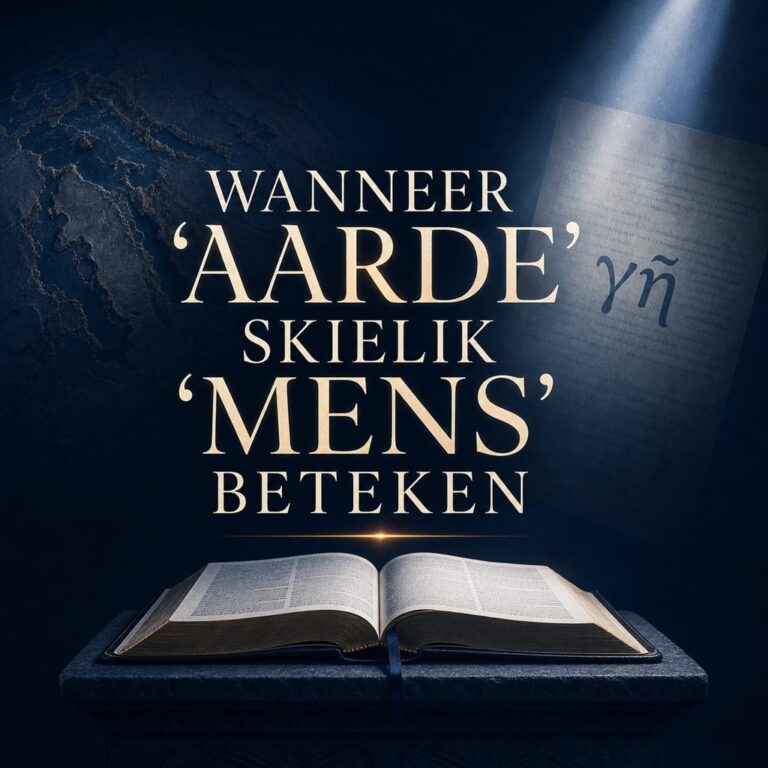 Wanneer 'aarde' skielik 'mens' beteken - Bybelse beoordeling