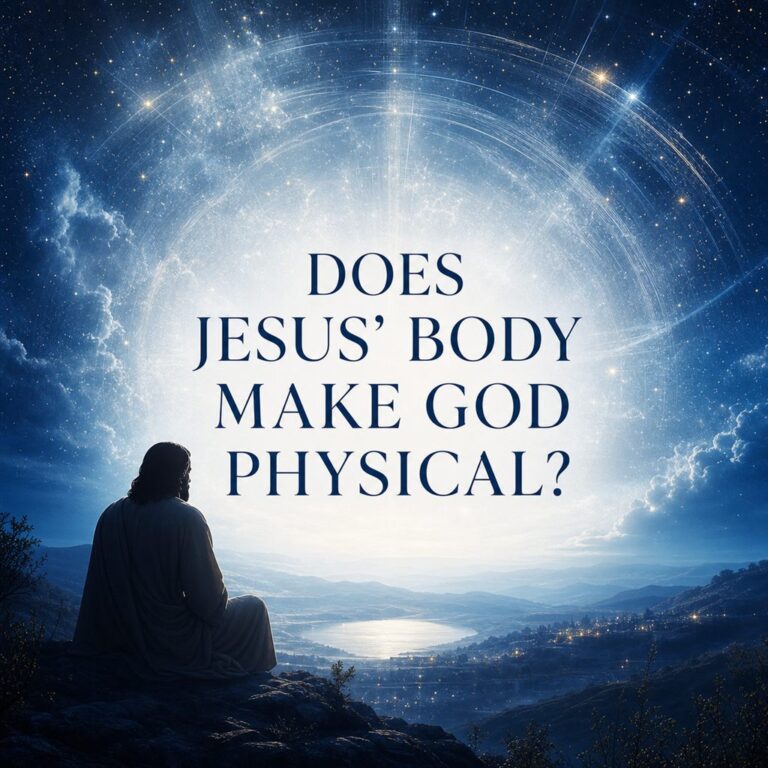Does Jesus body make God physical? Conceptual illustration for a Christian theology article.